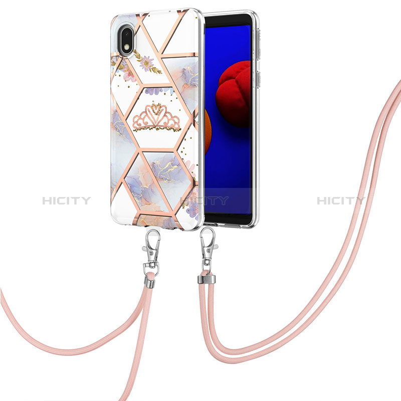 Samsung Galaxy A01 Core用シリコンケース ソフトタッチラバー バタフライ パターン カバー 携帯ストラップ Y02B サムスン グレー