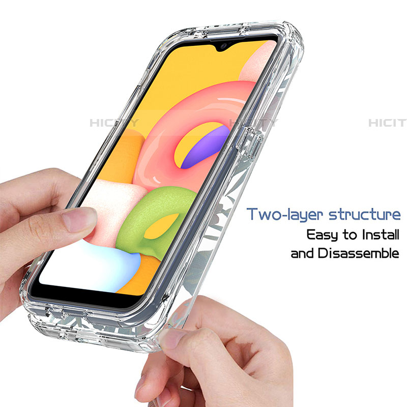 Samsung Galaxy A01 SM-A015用前面と背面 360度 フルカバー 極薄ソフトケース シリコンケース 耐衝撃 全面保護 バンパー 透明 サムスン 