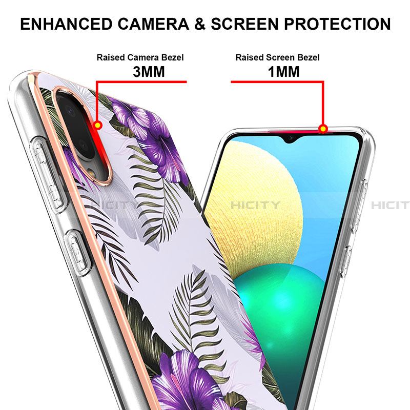 Samsung Galaxy A02用シリコンケース ソフトタッチラバー バタフライ パターン カバー Y03B サムスン 