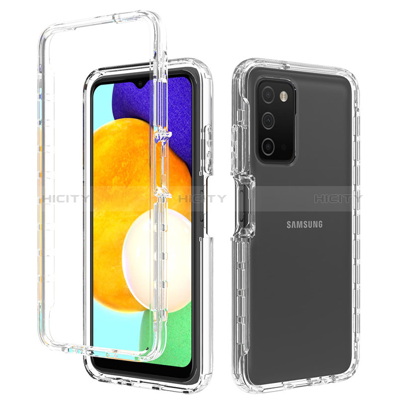 Samsung Galaxy A02s用前面と背面 360度 フルカバー 極薄ソフトケース シリコンケース 耐衝撃 全面保護 バンパー 勾配色 透明 サムスン 