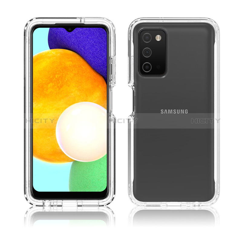 Samsung Galaxy A02s用前面と背面 360度 フルカバー 極薄ソフトケース シリコンケース 耐衝撃 全面保護 バンパー 勾配色 透明 サムスン 