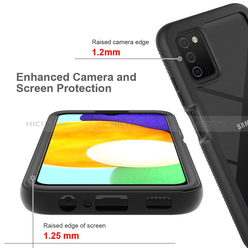 Samsung Galaxy A02s用360度 フルカバー ハイブリットバンパーケース クリア透明 プラスチック カバー ZJ5 サムスン 