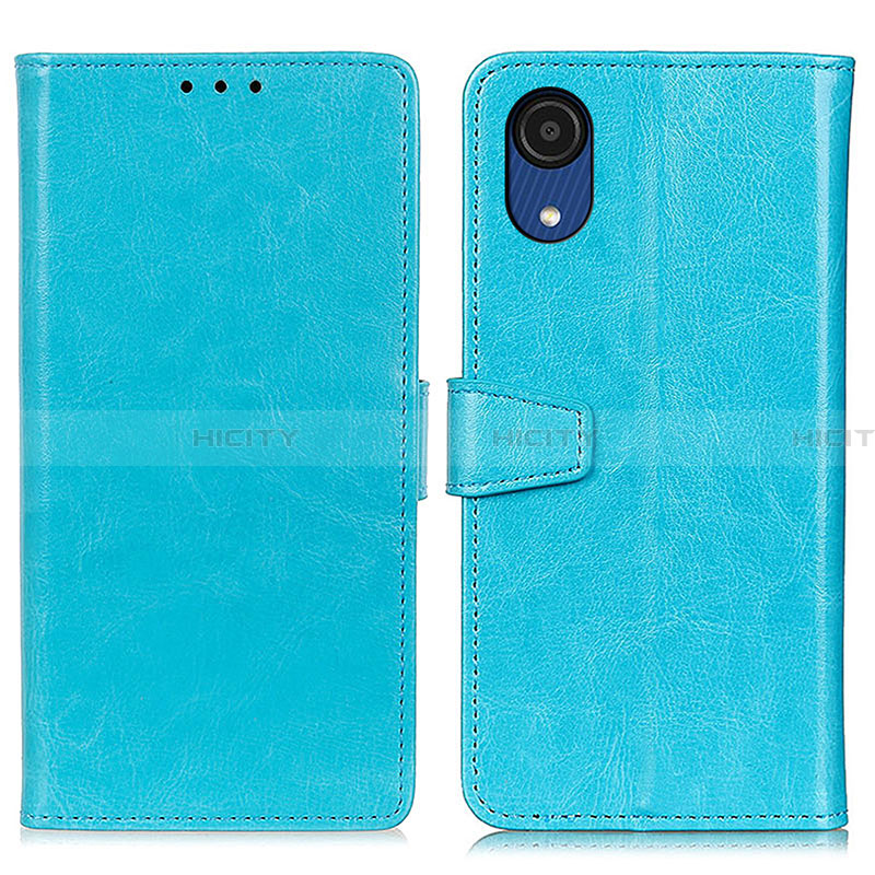 Samsung Galaxy A03 Core用手帳型 レザーケース スタンド カバー A06D サムスン ブルー