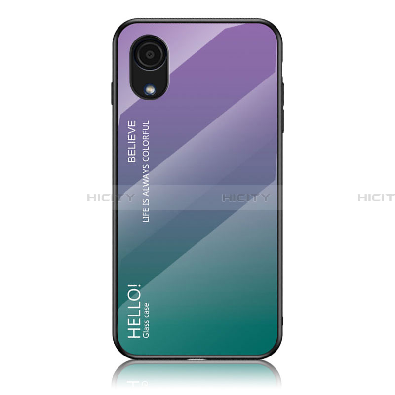 Samsung Galaxy A03 Core用ハイブリットバンパーケース プラスチック 鏡面 虹 グラデーション 勾配色 カバー LS1 サムスン 