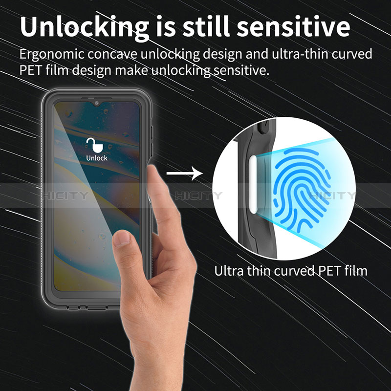 Samsung Galaxy A04s用完全防水ケース ハイブリットバンパーカバー 高級感 手触り良い 360度 サムスン ブラック