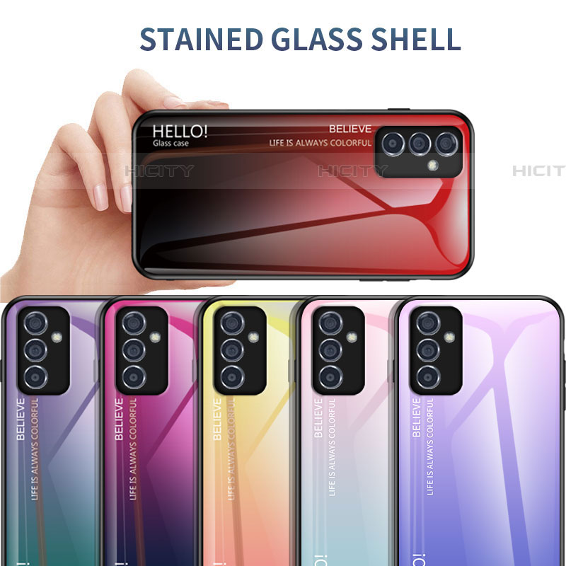 Samsung Galaxy A05s用ハイブリットバンパーケース プラスチック 鏡面 虹 グラデーション 勾配色 カバー LS1 サムスン 