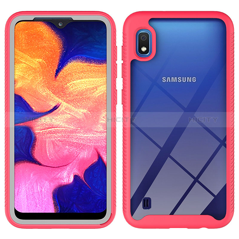 Samsung Galaxy A10用360度 フルカバー ハイブリットバンパーケース クリア透明 プラスチック カバー ZJ1 サムスン ローズレッド