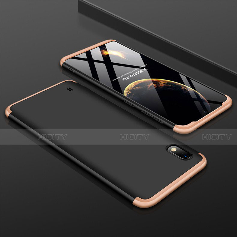 Samsung Galaxy A10用ハードケース プラスチック 質感もマット 前面と背面 360度 フルカバー サムスン ゴールド・ブラック