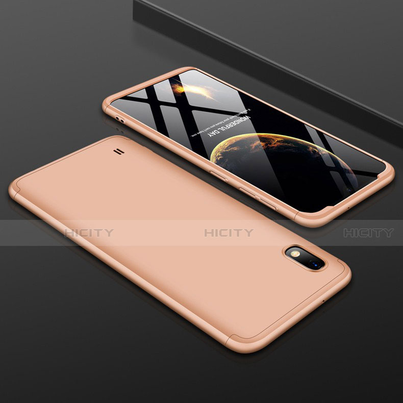 Samsung Galaxy A10用ハードケース プラスチック 質感もマット 前面と背面 360度 フルカバー サムスン ゴールド