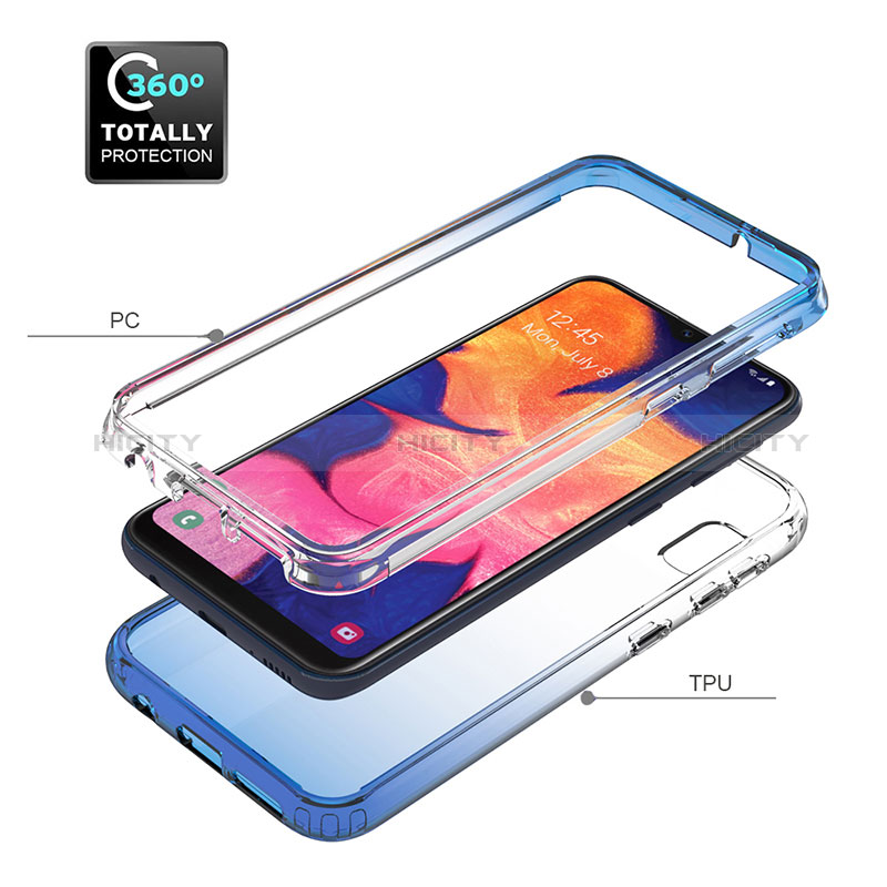 Samsung Galaxy A10e用前面と背面 360度 フルカバー 極薄ソフトケース シリコンケース 耐衝撃 全面保護 バンパー 勾配色 透明 サムスン 