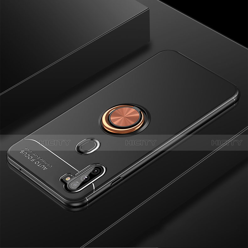 Samsung Galaxy A11用極薄ソフトケース シリコンケース 耐衝撃 全面保護 アンド指輪 マグネット式 バンパー サムスン ゴールド・ブラック