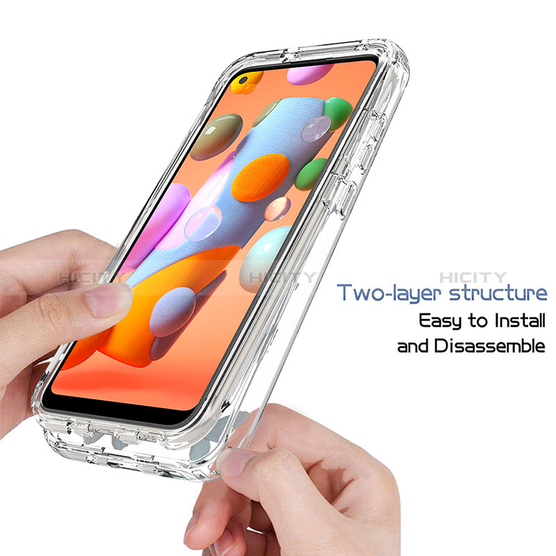 Samsung Galaxy A11用前面と背面 360度 フルカバー 極薄ソフトケース シリコンケース 耐衝撃 全面保護 バンパー 透明 サムスン 