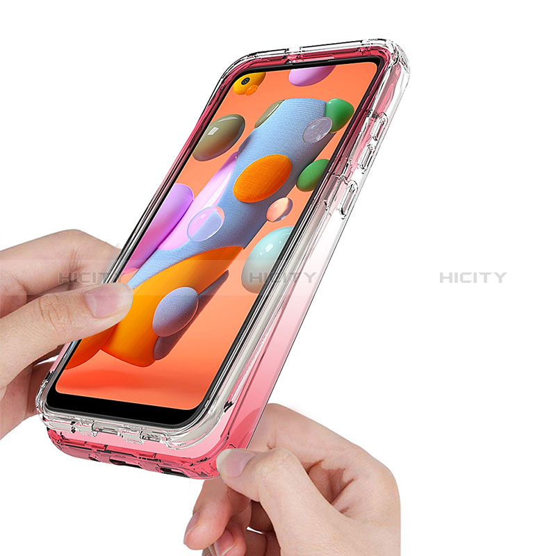 Samsung Galaxy A11用前面と背面 360度 フルカバー 極薄ソフトケース シリコンケース 耐衝撃 全面保護 バンパー 勾配色 透明 サムスン 