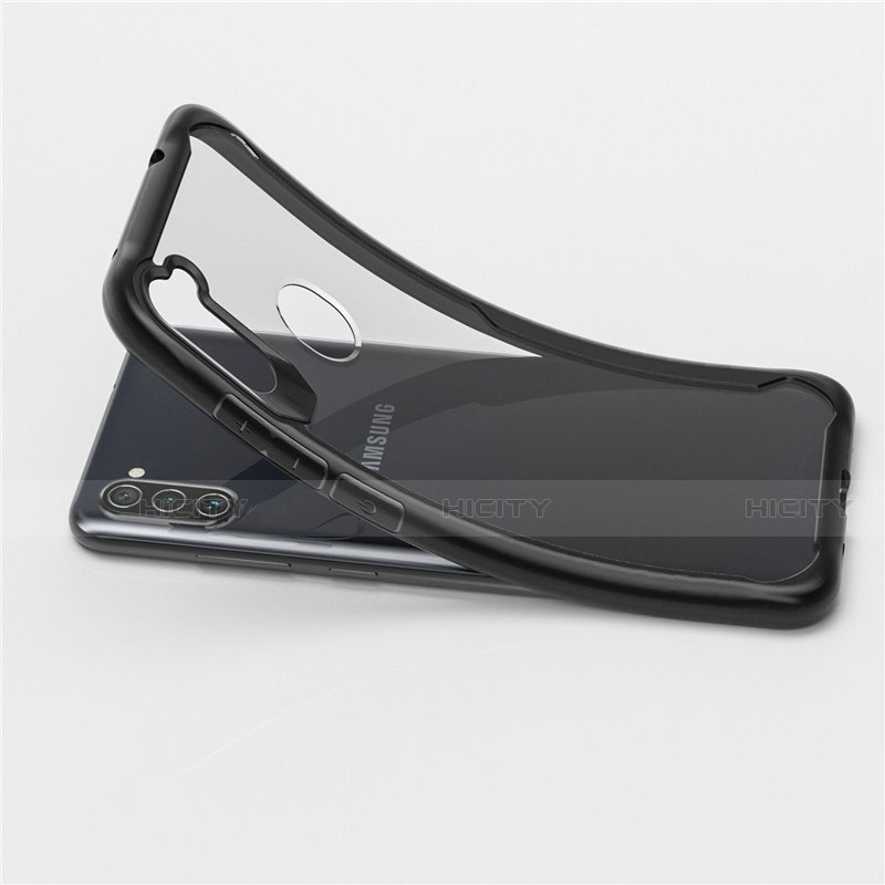 Samsung Galaxy A11用ハイブリットバンパーケース クリア透明 プラスチック 鏡面 カバー サムスン 