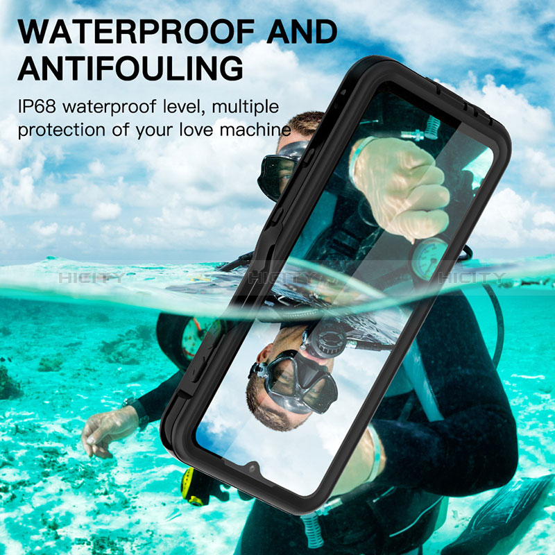 Samsung Galaxy A12 5G用完全防水ケース ハイブリットバンパーカバー 高級感 手触り良い 360度 サムスン ブラック