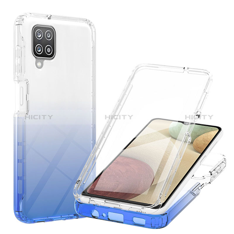 Samsung Galaxy A12 5G用前面と背面 360度 フルカバー 極薄ソフトケース シリコンケース 耐衝撃 全面保護 バンパー 勾配色 透明 YB1 サムスン 