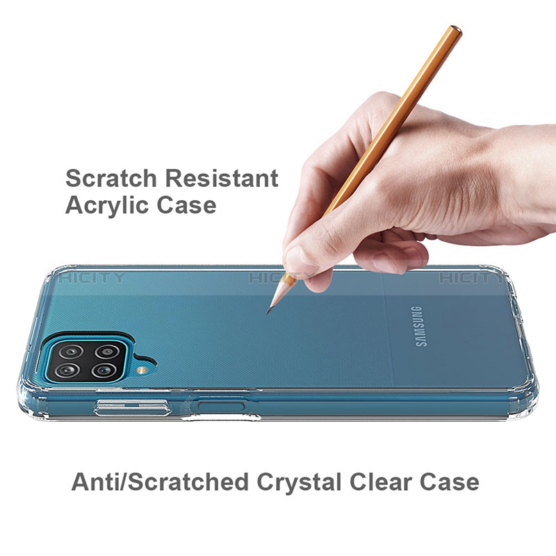 Samsung Galaxy A12用360度 フルカバー ハイブリットバンパーケース クリア透明 プラスチック カバー ZJ5 サムスン 