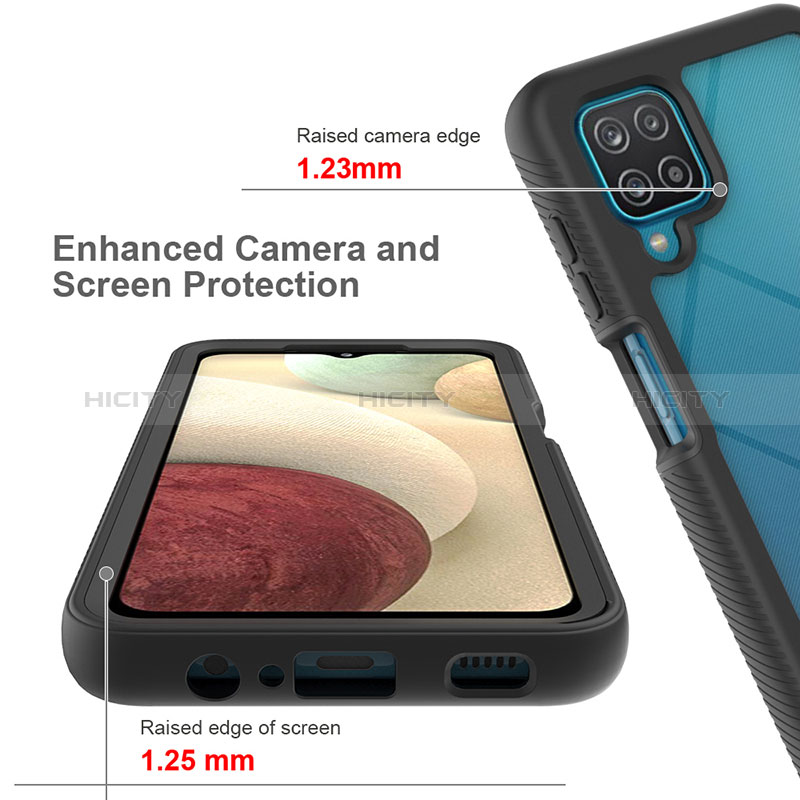 Samsung Galaxy A12用360度 フルカバー ハイブリットバンパーケース クリア透明 プラスチック カバー ZJ3 サムスン 