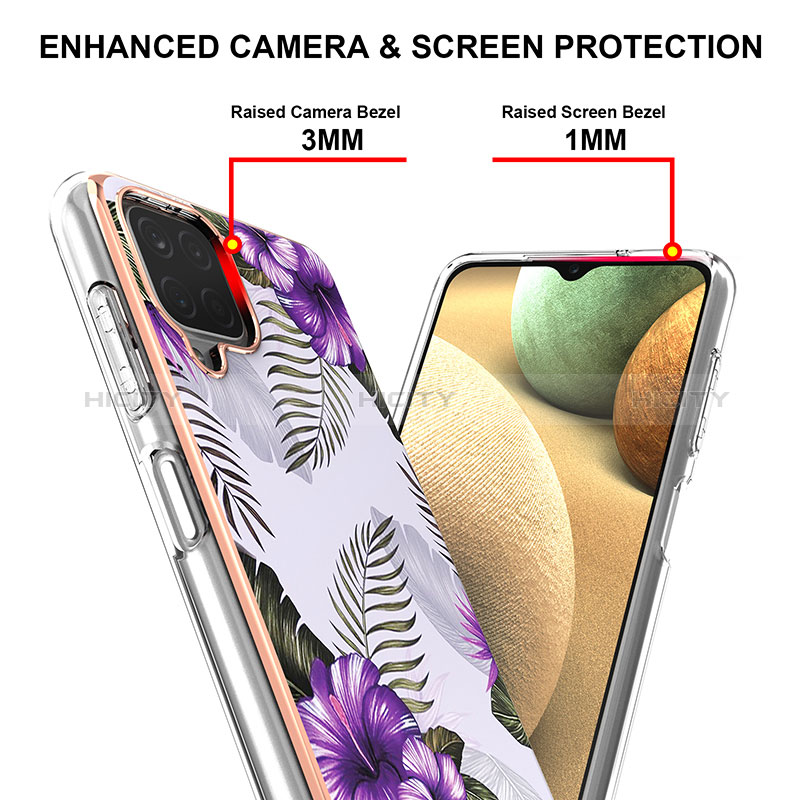 Samsung Galaxy A12用シリコンケース ソフトタッチラバー バタフライ パターン カバー Y03B サムスン 