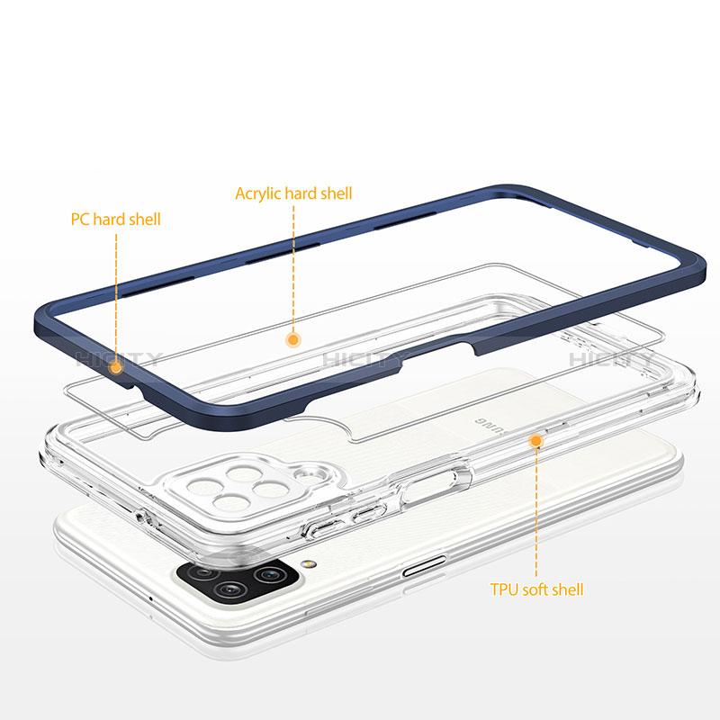 Samsung Galaxy A12用ハイブリットバンパーケース クリア透明 プラスチック 鏡面 カバー MQ1 サムスン 