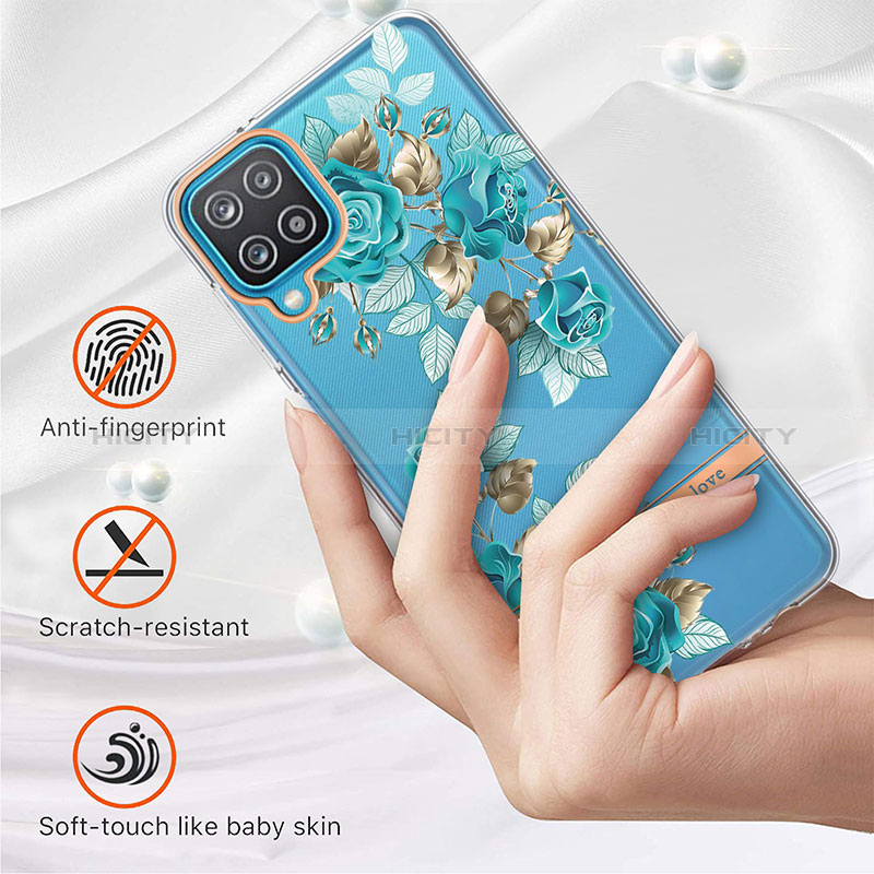 Samsung Galaxy A12用シリコンケース ソフトタッチラバー バタフライ パターン カバー Y06B サムスン 