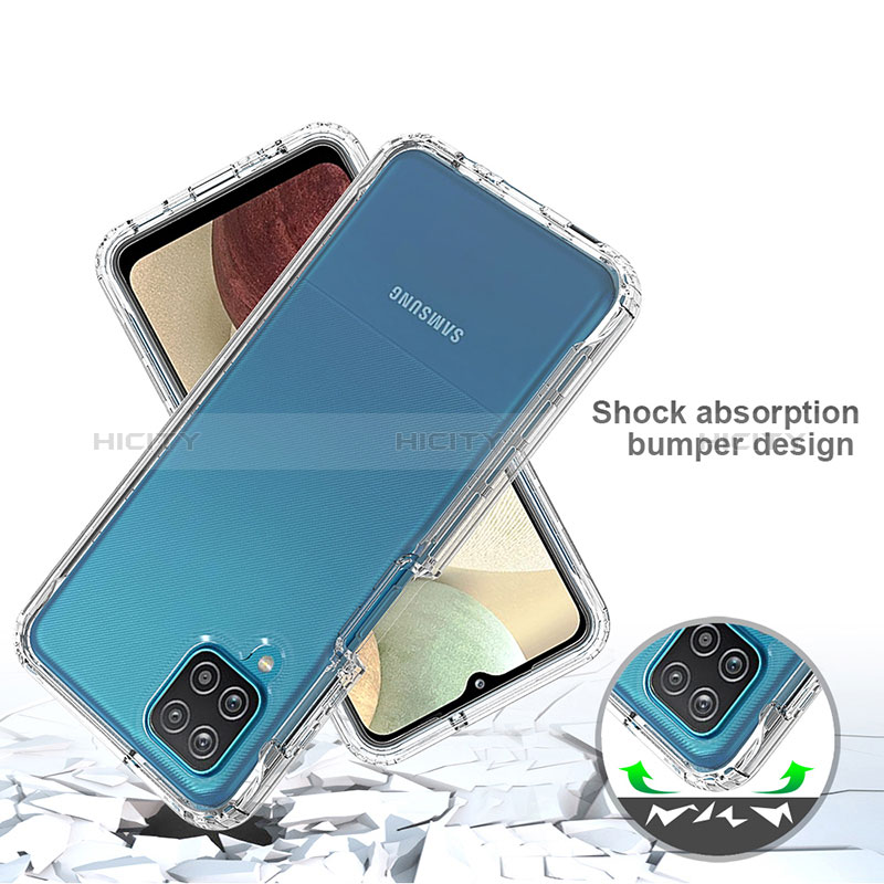 Samsung Galaxy A12用前面と背面 360度 フルカバー 極薄ソフトケース シリコンケース 耐衝撃 全面保護 バンパー 勾配色 透明 サムスン 