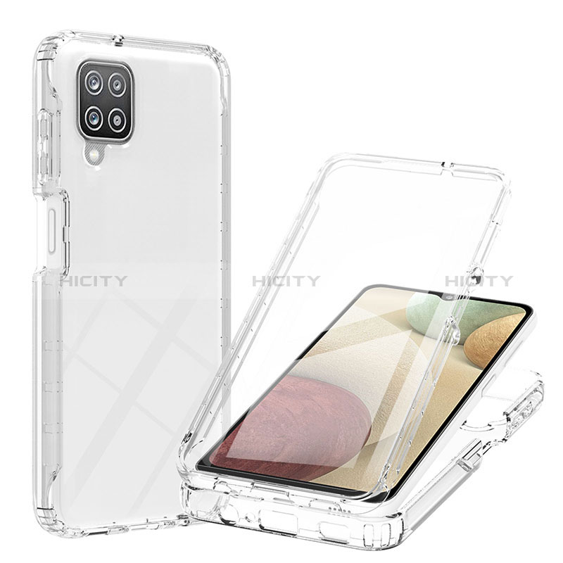 Samsung Galaxy A12用前面と背面 360度 フルカバー 極薄ソフトケース シリコンケース 耐衝撃 全面保護 バンパー 勾配色 透明 YB1 サムスン 
