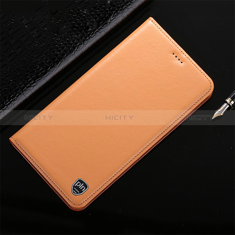 Samsung Galaxy A12 Nacho用手帳型 レザーケース スタンド カバー H21P サムスン オレンジ