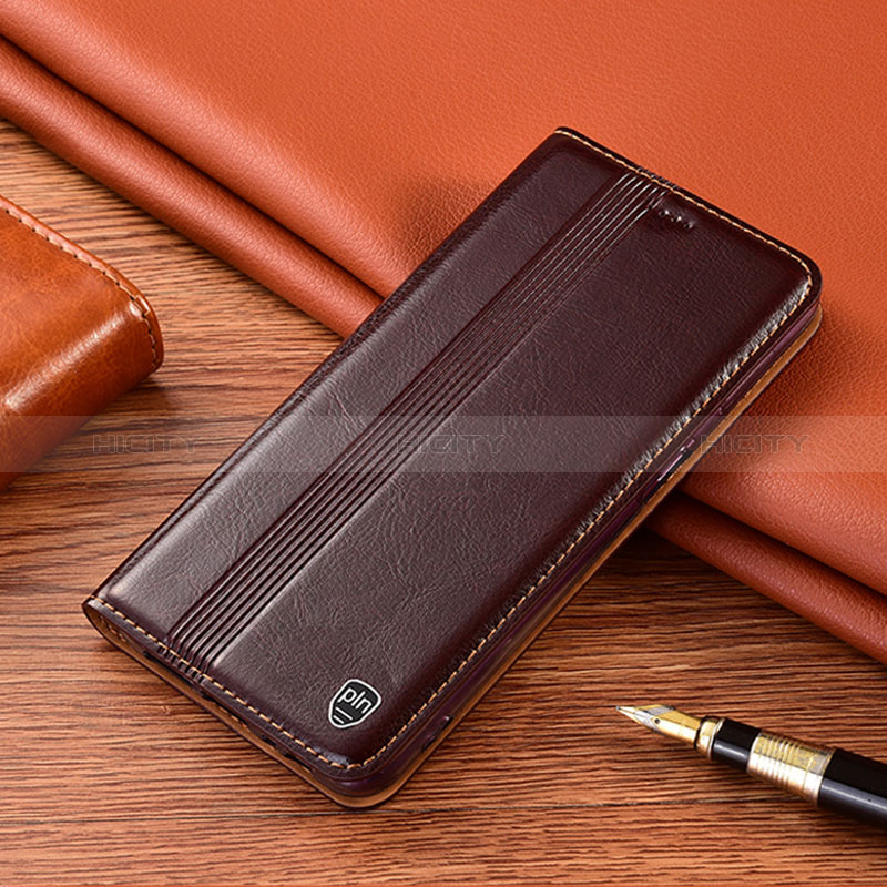 Samsung Galaxy A12 Nacho用手帳型 レザーケース スタンド カバー H05P サムスン ブラウン