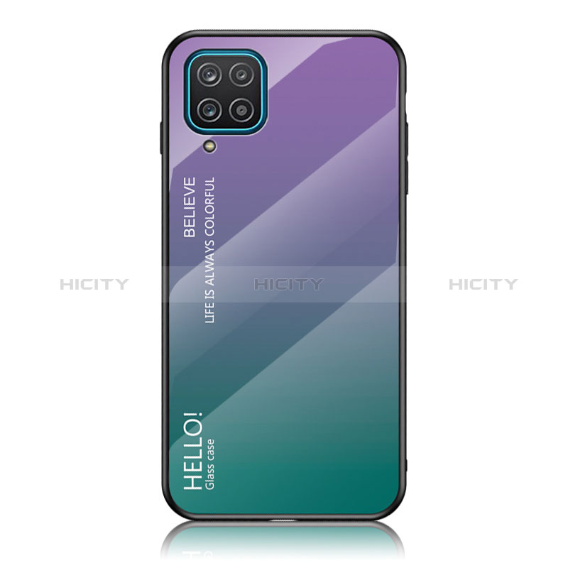 Samsung Galaxy A12 Nacho用ハイブリットバンパーケース プラスチック 鏡面 虹 グラデーション 勾配色 カバー LS1 サムスン マルチカラー