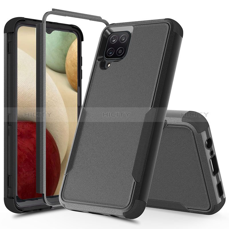 Samsung Galaxy A12 Nacho用ハイブリットバンパーケース プラスチック 兼シリコーン カバー 前面と背面 360度 フル MQ1 サムスン ブラック