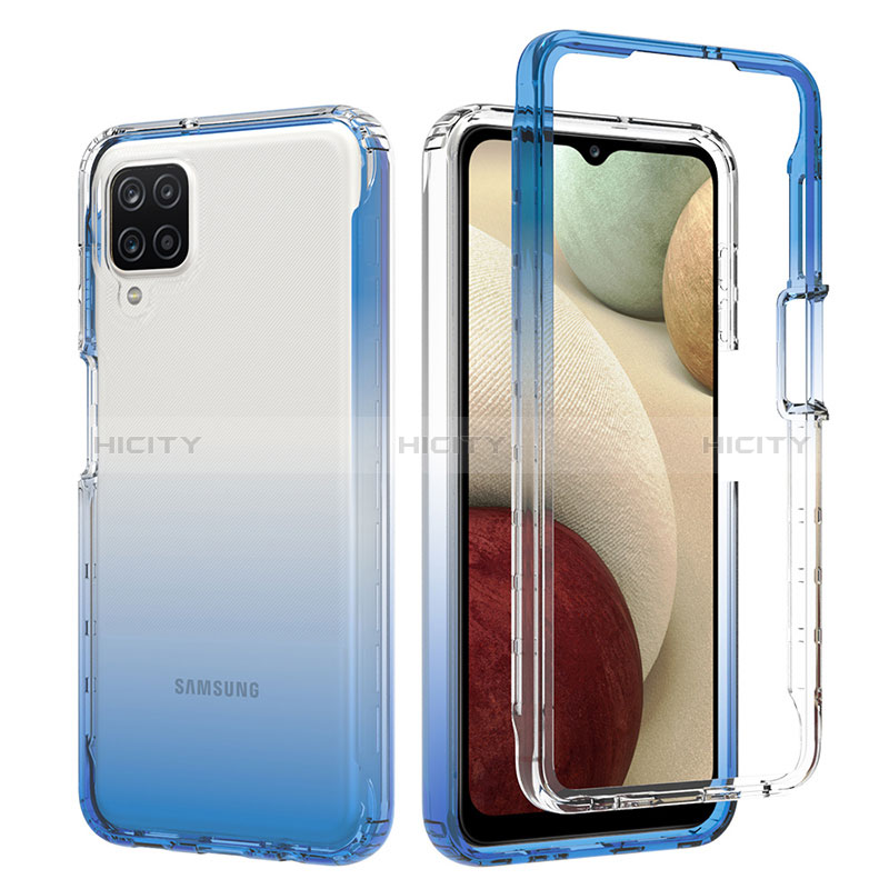 Samsung Galaxy A12 Nacho用前面と背面 360度 フルカバー 極薄ソフトケース シリコンケース 耐衝撃 全面保護 バンパー 勾配色 透明 JX1 サムスン 