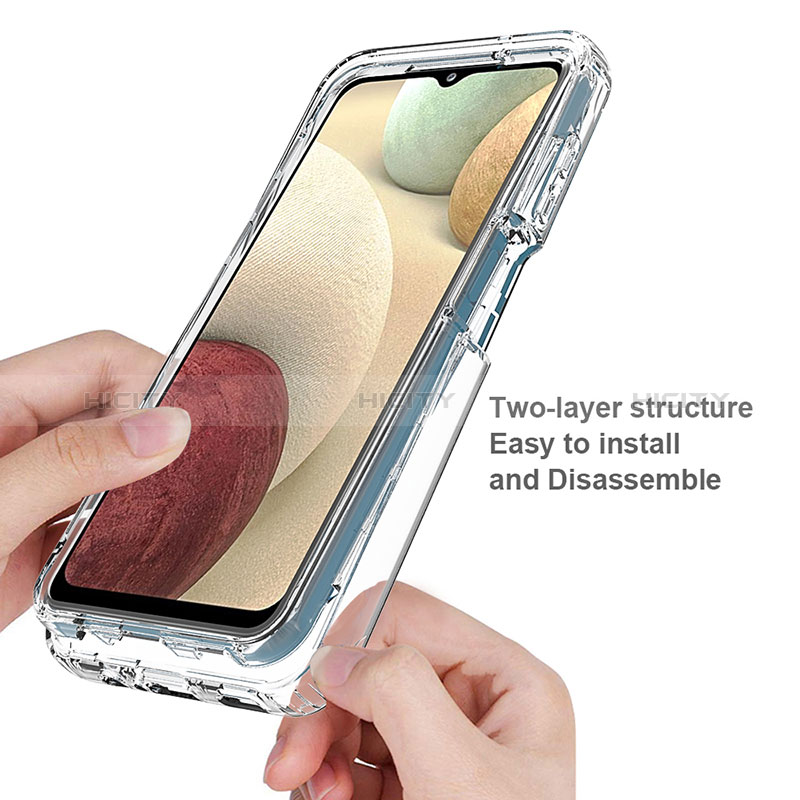 Samsung Galaxy A12 Nacho用前面と背面 360度 フルカバー 極薄ソフトケース シリコンケース 耐衝撃 全面保護 バンパー 勾配色 透明 サムスン 