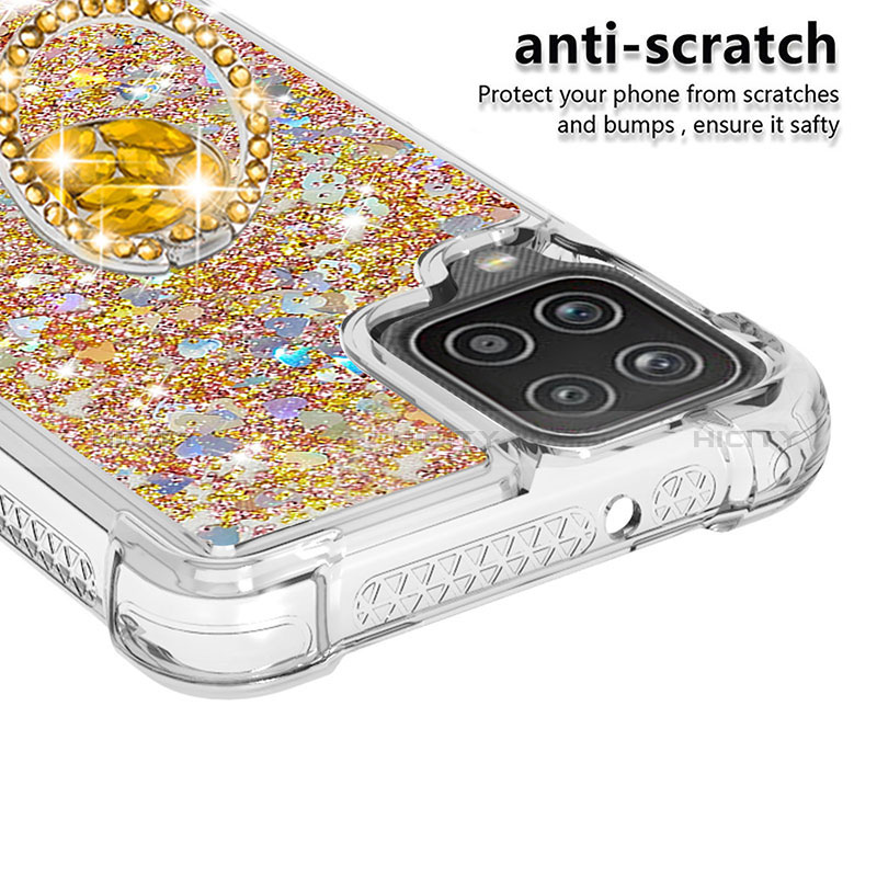 Samsung Galaxy A12 Nacho用シリコンケース ソフトタッチラバー ブリンブリン カバー アンド指輪 S01 サムスン 