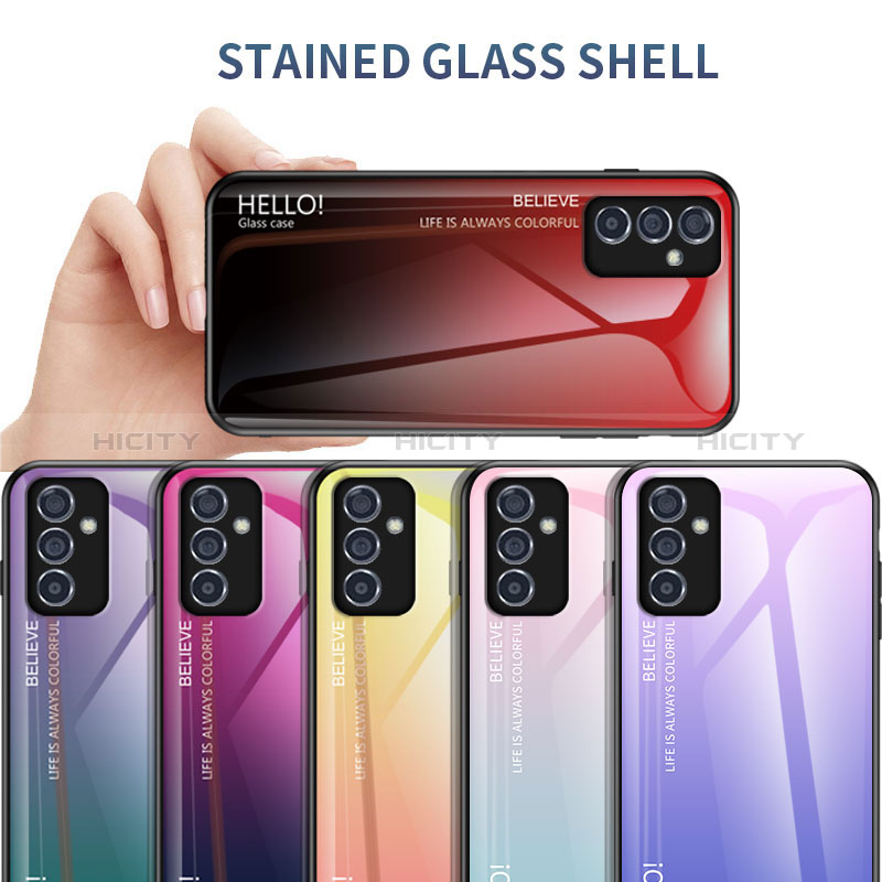Samsung Galaxy A15 5G用ハイブリットバンパーケース プラスチック 鏡面 虹 グラデーション 勾配色 カバー LS1 サムスン 