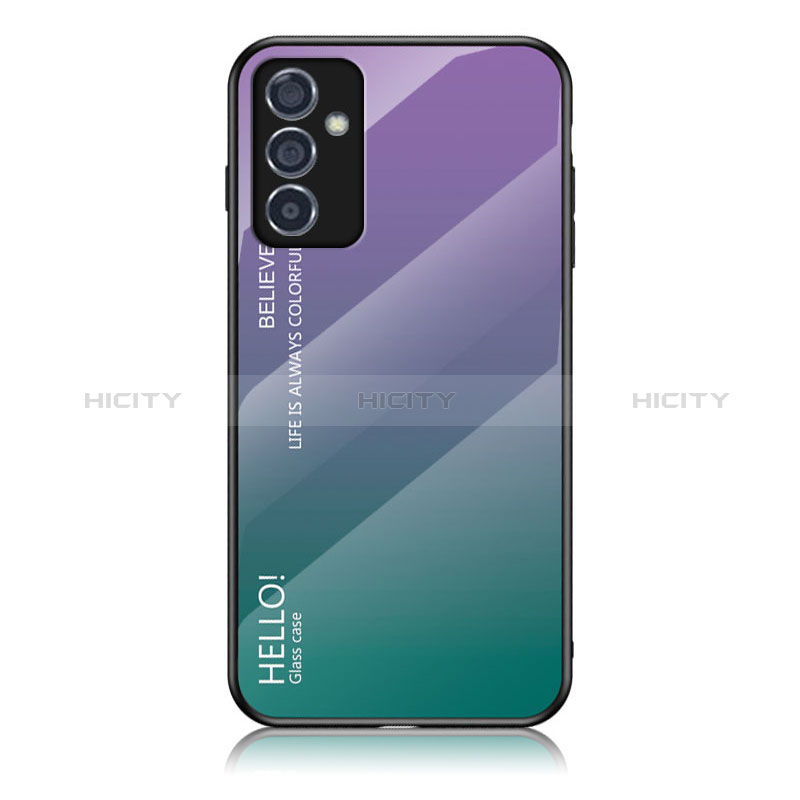 Samsung Galaxy A15 5G用ハイブリットバンパーケース プラスチック 鏡面 虹 グラデーション 勾配色 カバー LS1 サムスン 