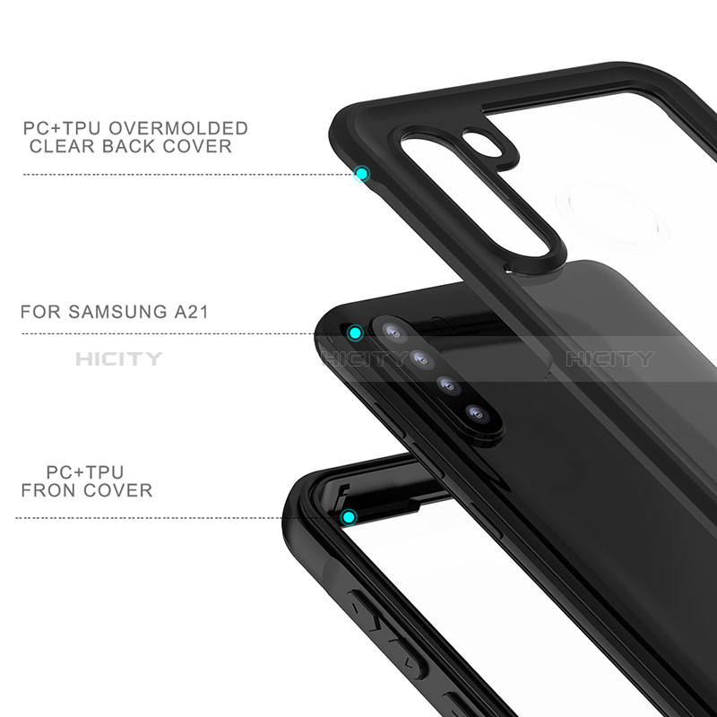 Samsung Galaxy A21用完全防水ケース ハイブリットバンパーカバー 高級感 手触り良い 360度 サムスン ブラック