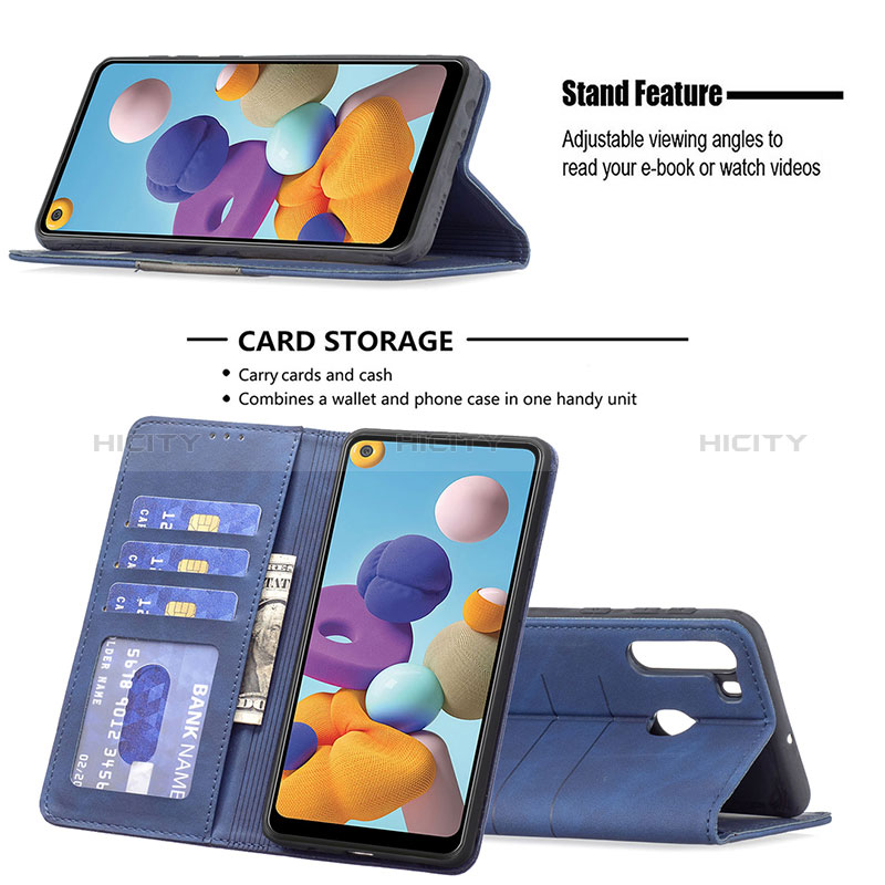 Samsung Galaxy A21用手帳型 レザーケース スタンド カバー B01F サムスン 