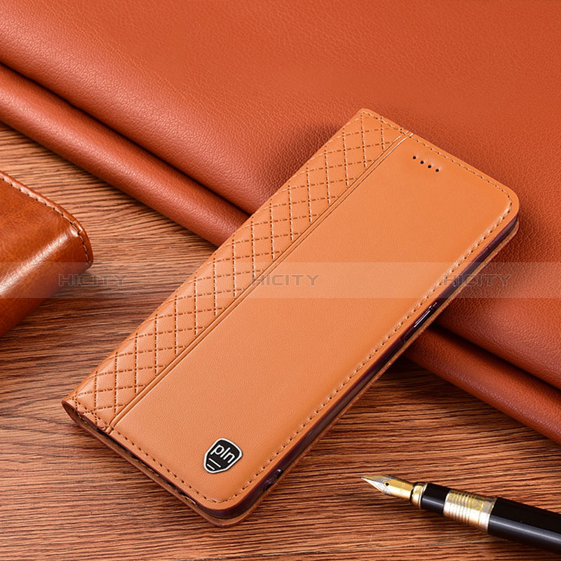 Samsung Galaxy A21s用手帳型 レザーケース スタンド カバー H11P サムスン オレンジ