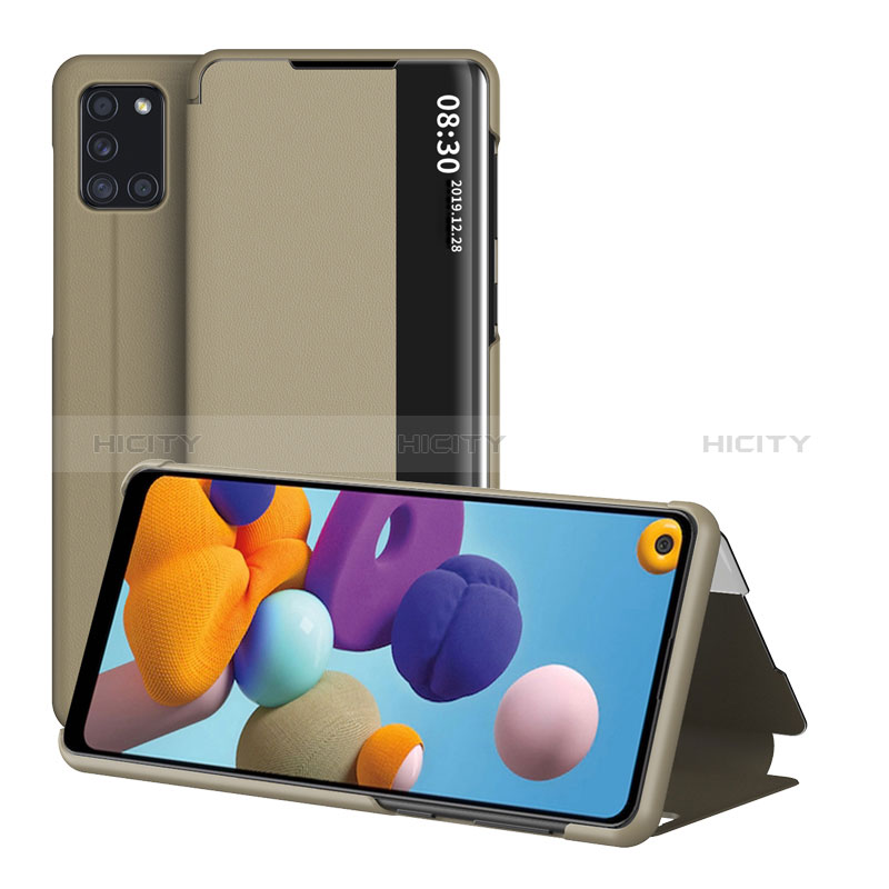 Samsung Galaxy A21s用手帳型 レザーケース スタンド カバー ZL2 サムスン ゴールド