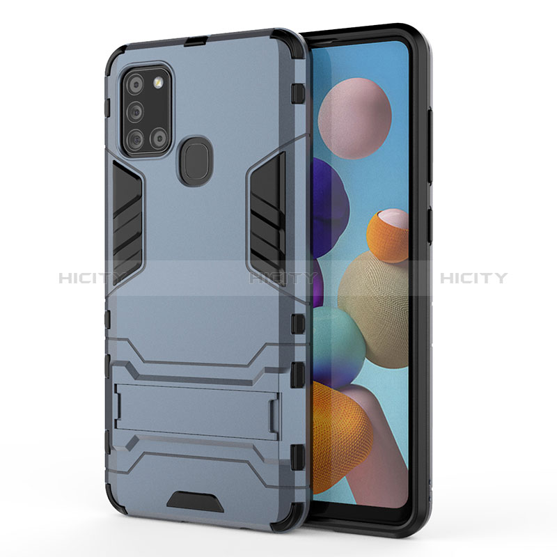 Samsung Galaxy A21s用ハイブリットバンパーケース スタンド プラスチック 兼シリコーン カバー T01 サムスン 