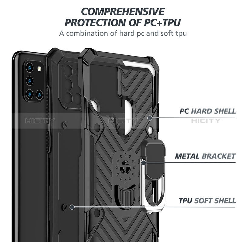 Samsung Galaxy A21s用ハイブリットバンパーケース プラスチック アンド指輪 マグネット式 YF1 サムスン 