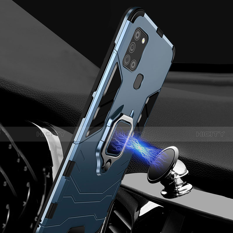 Samsung Galaxy A21s用ハイブリットバンパーケース プラスチック アンド指輪 マグネット式 サムスン 