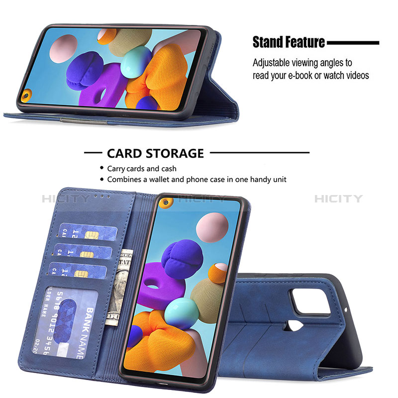 Samsung Galaxy A21s用手帳型 レザーケース スタンド カバー B01F サムスン 
