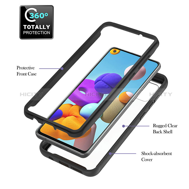 Samsung Galaxy A21s用360度 フルカバー ハイブリットバンパーケース クリア透明 プラスチック カバー YB1 サムスン 