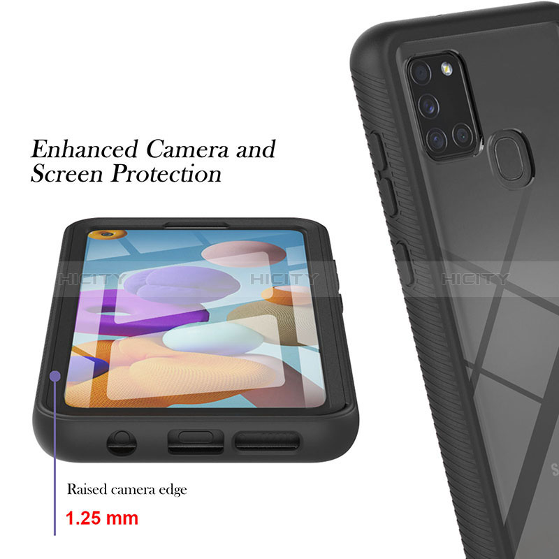 Samsung Galaxy A21s用360度 フルカバー ハイブリットバンパーケース クリア透明 プラスチック カバー YB2 サムスン 
