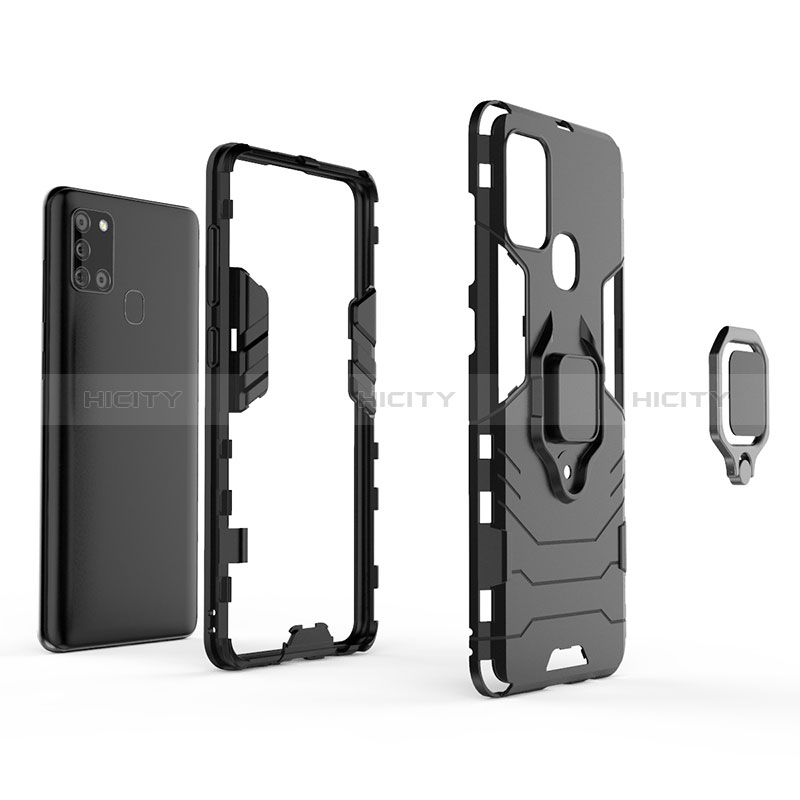 Samsung Galaxy A21s用ハイブリットバンパーケース プラスチック アンド指輪 マグネット式 KC2 サムスン