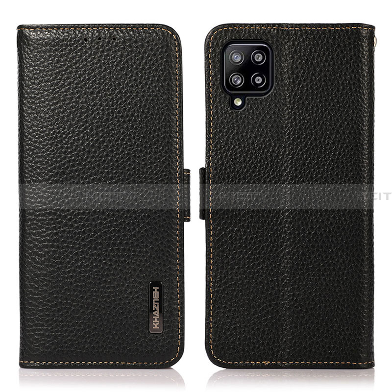 Samsung Galaxy A22 4G用手帳型 レザーケース スタンド カバー B03H サムスン ブラック