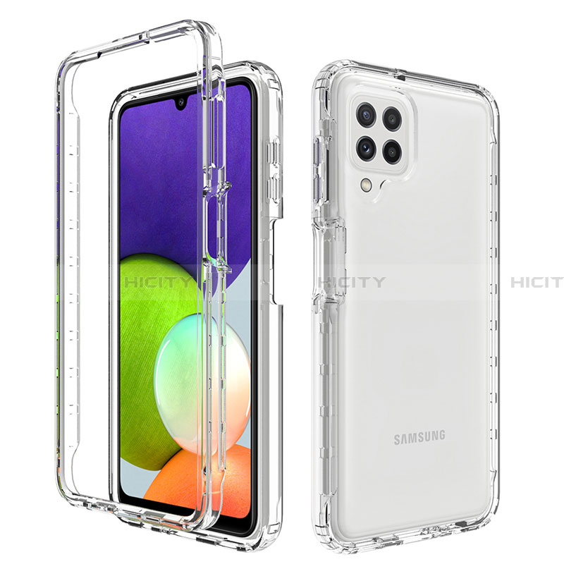 Samsung Galaxy A22 4G用前面と背面 360度 フルカバー 極薄ソフトケース シリコンケース 耐衝撃 全面保護 バンパー 勾配色 透明 サムスン 