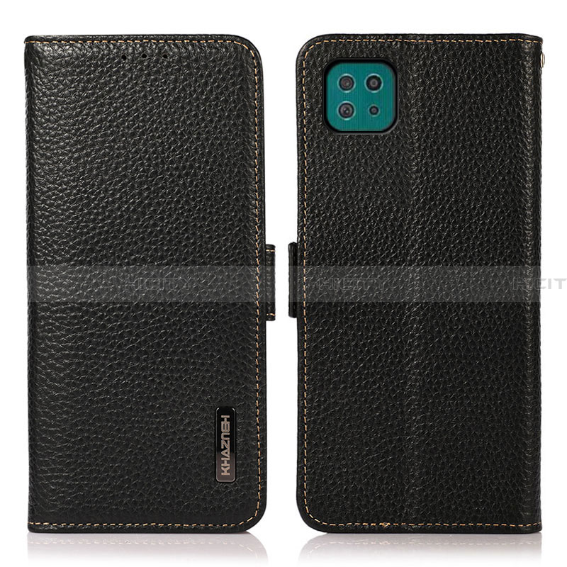 Samsung Galaxy A22 5G用手帳型 レザーケース スタンド カバー B03H サムスン ブラック